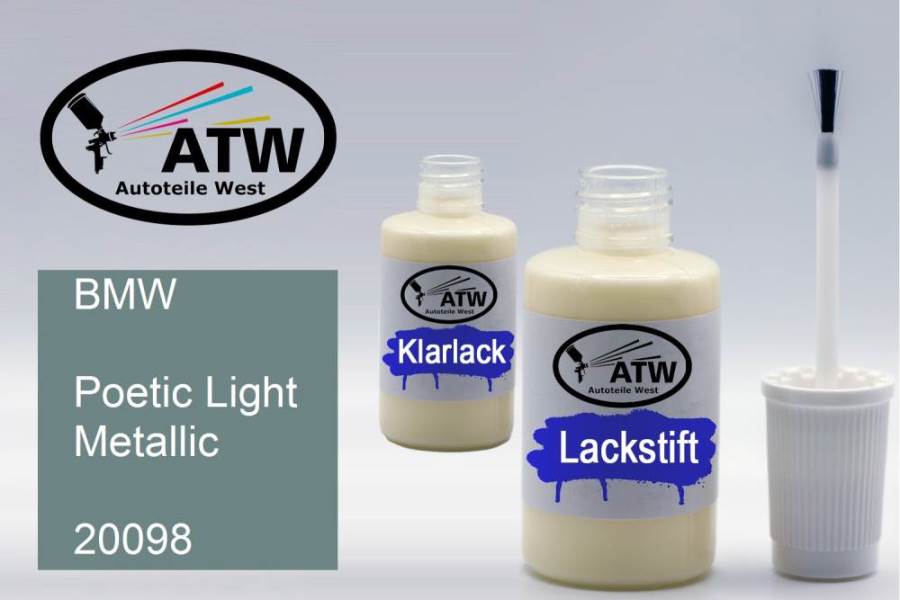 BMW, Poetic Light Metallic, 20098: 20ml Lackstift + 20ml Klarlack - Set, von ATW Autoteile West.